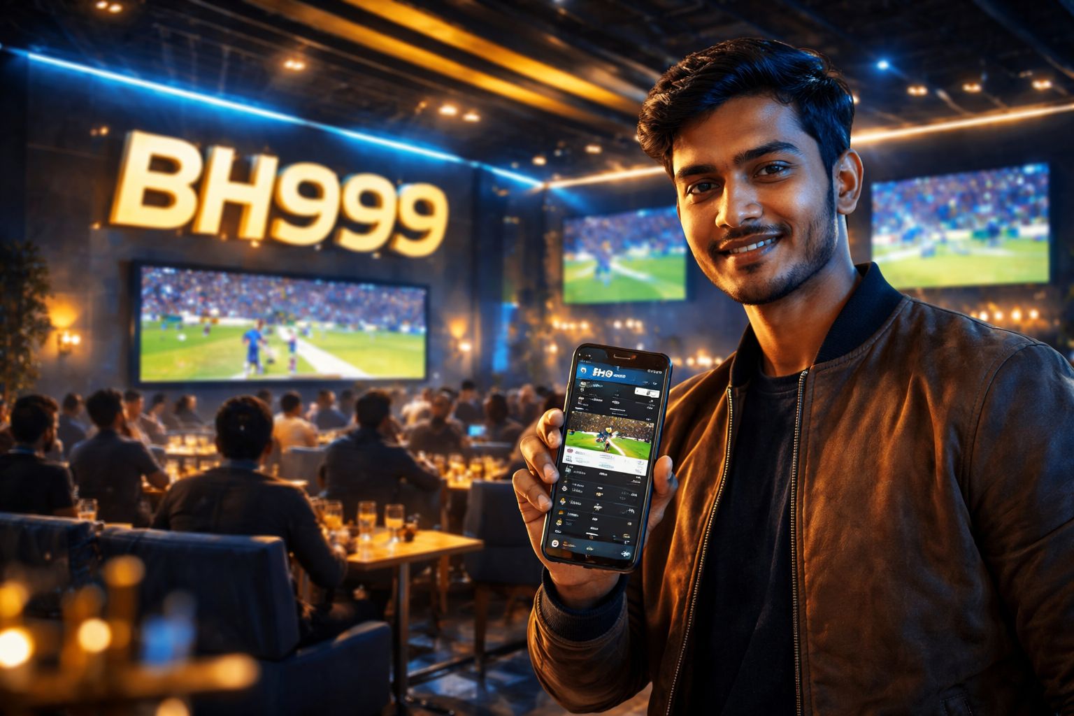 Cricket ball soaring through floodlit skies above a roaring stadium – capturing the pulse of sports betting in Bangladesh